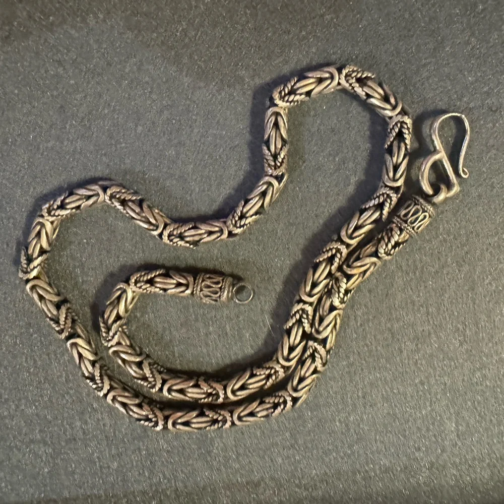 Stunning Vintage Sterling Silver Byzantine Chain Necklace
